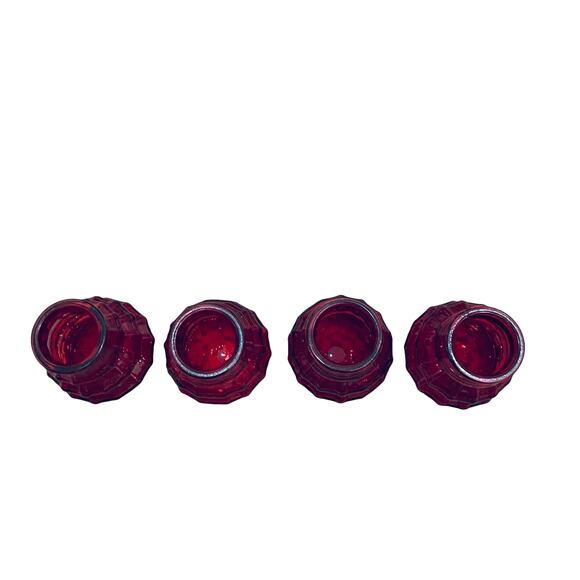 Glass Christmas Tree Shot Glasses Set of 4 Holiday Red New - Picture 10 of 16